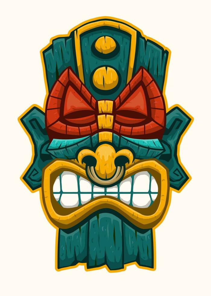 tiki máscara tradicional tropical tribu vector