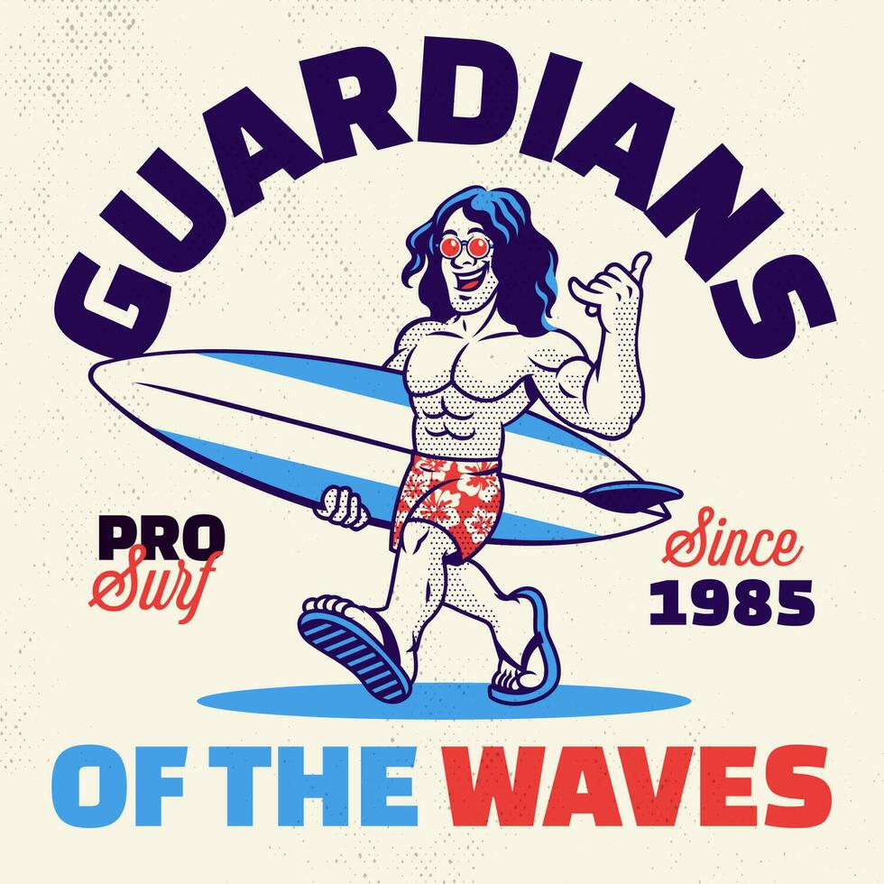 Vintage Shirt design of Surfer Walk in Style vector