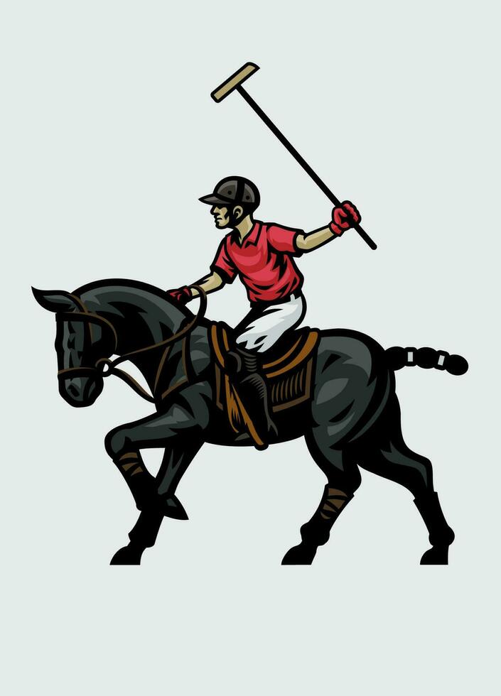 Sport Horse Polo Player in Action vector