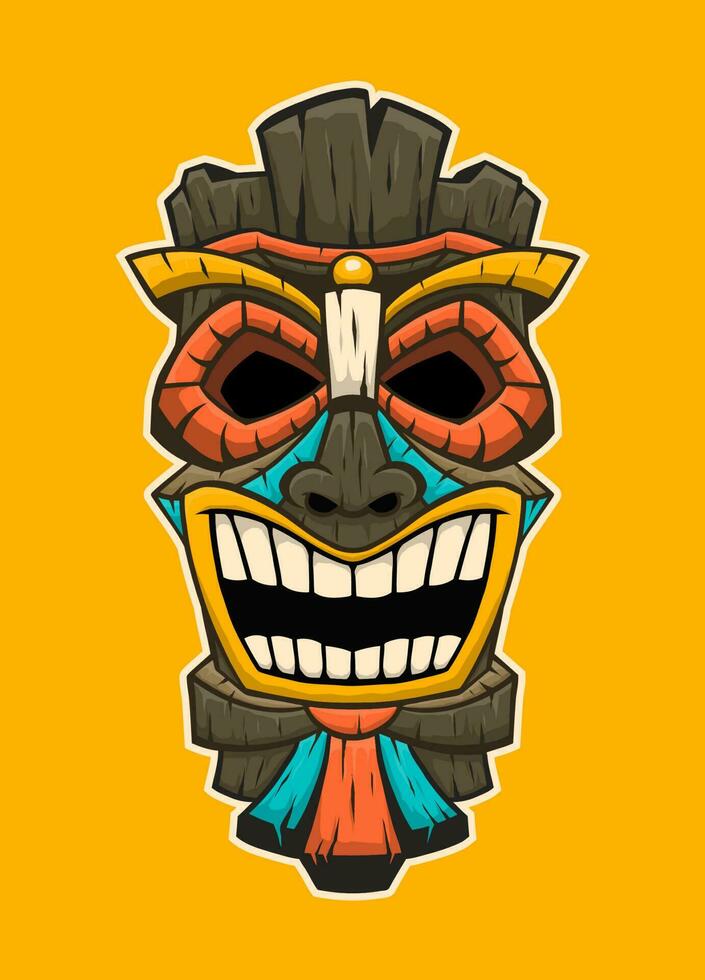 Tiki God Mask Cartoon Pacific vector