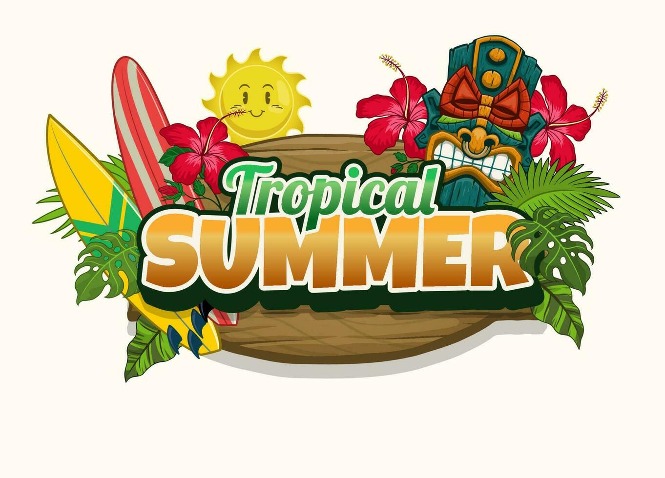 tropical verano temporada saludo texto vector