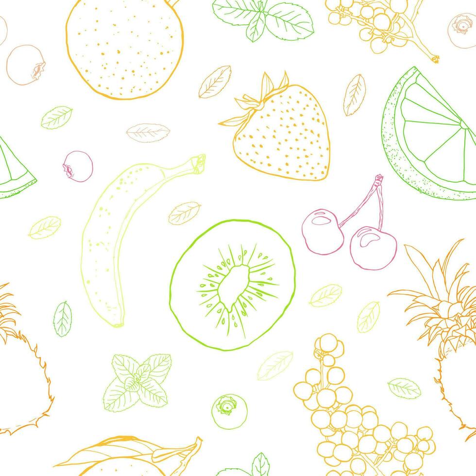 Fruit sketch art illustration seamless pattern vector