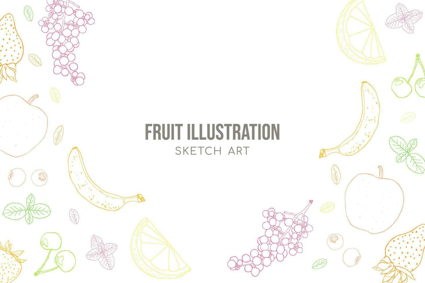 Fruits sketch art illustration exotic background vector