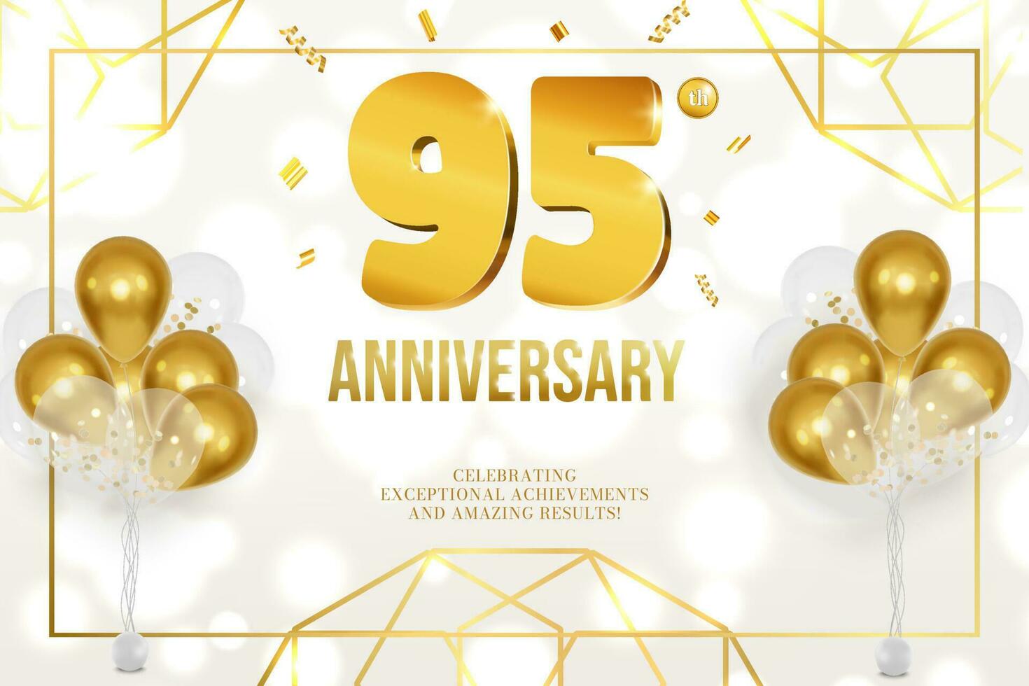 Anniversary celebration horizontal flyer golden letters and balloons 95 vector