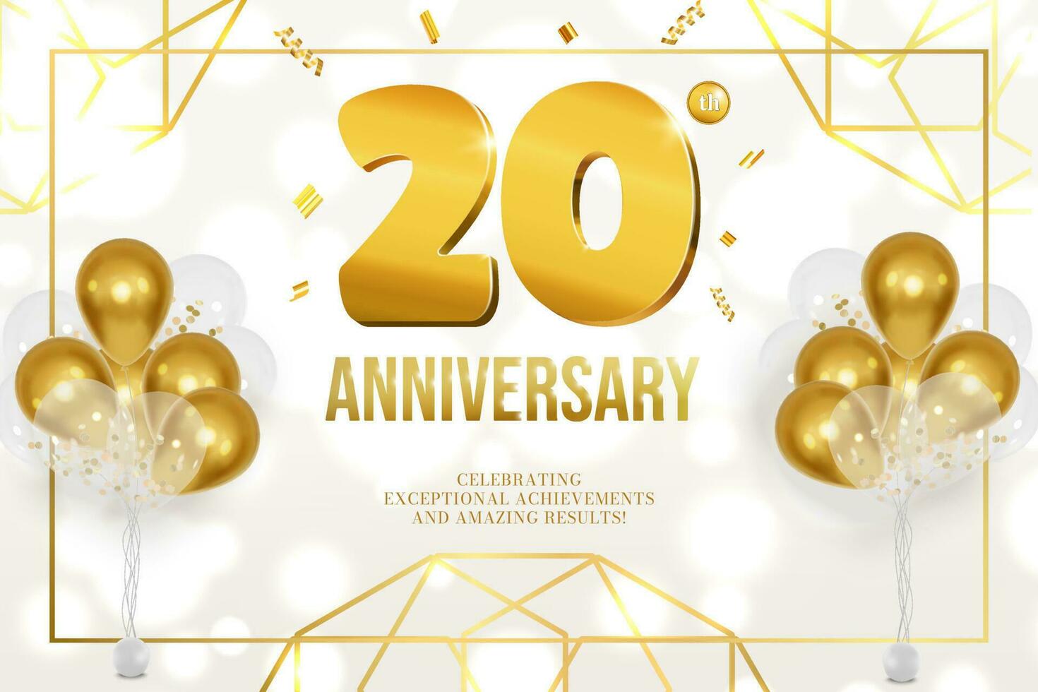 Anniversary celebration horizontal flyer golden letters and balloons 20 vector