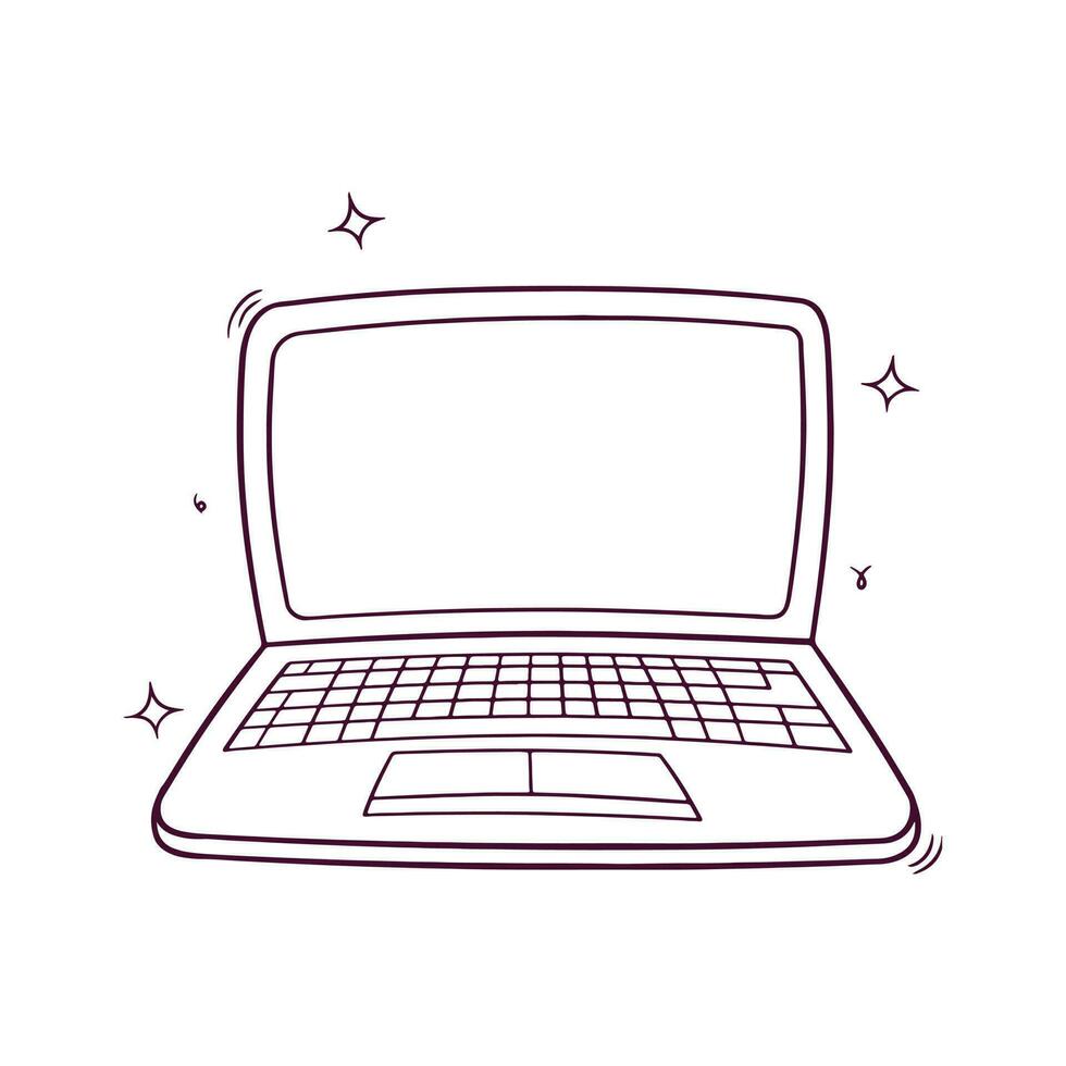 modern laptop computer. technology concept. Hand drawn icon. Hand Drawn Vector Illustration
