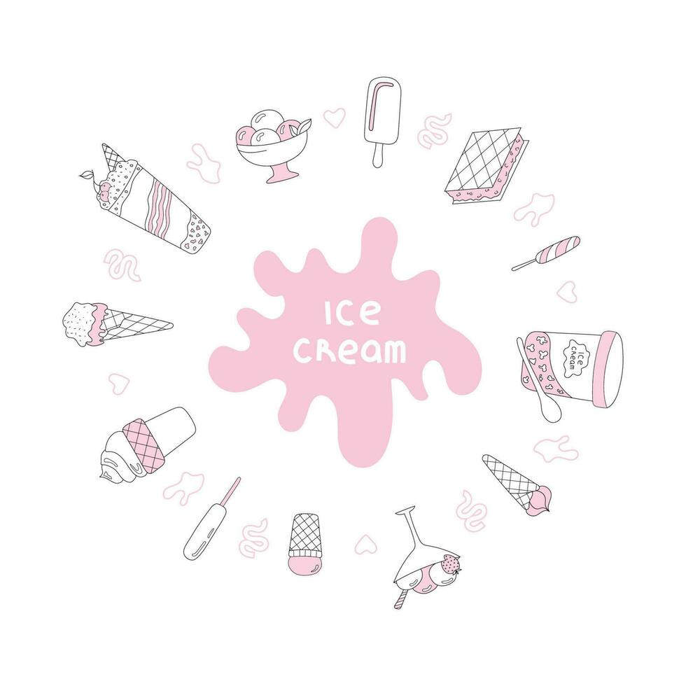 hand drawn vector illustration ice cream set
