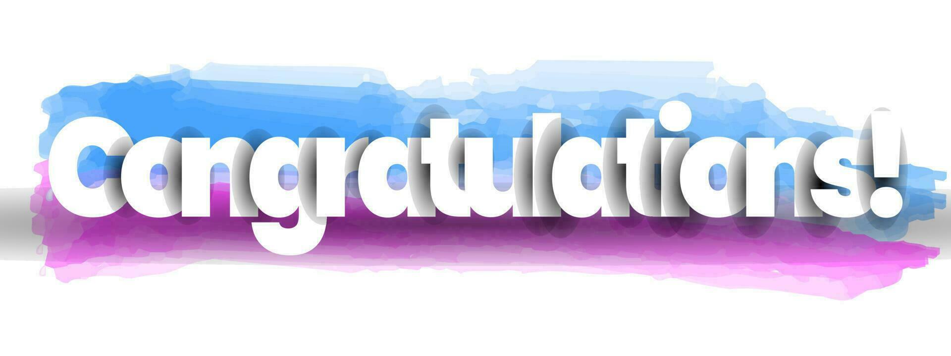 Congratulations banner with colorful watercolor brush strokes. Vector illustration.