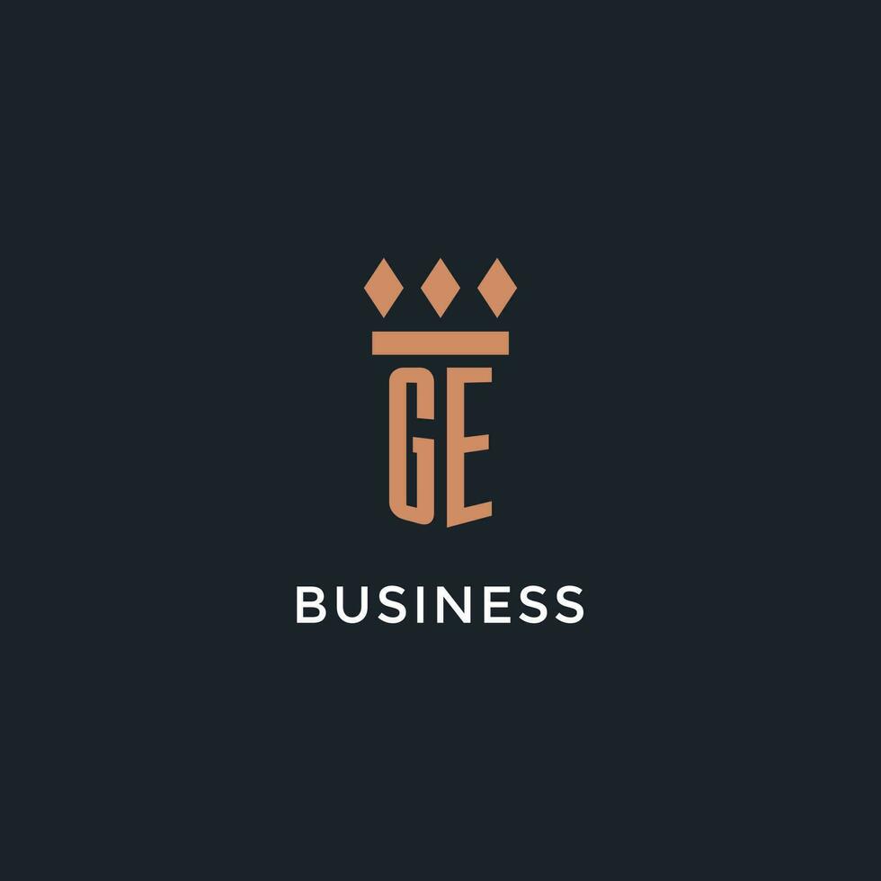 GE logo initial with pillar icon design, luxury monogram style logo for law firm and attorney vector