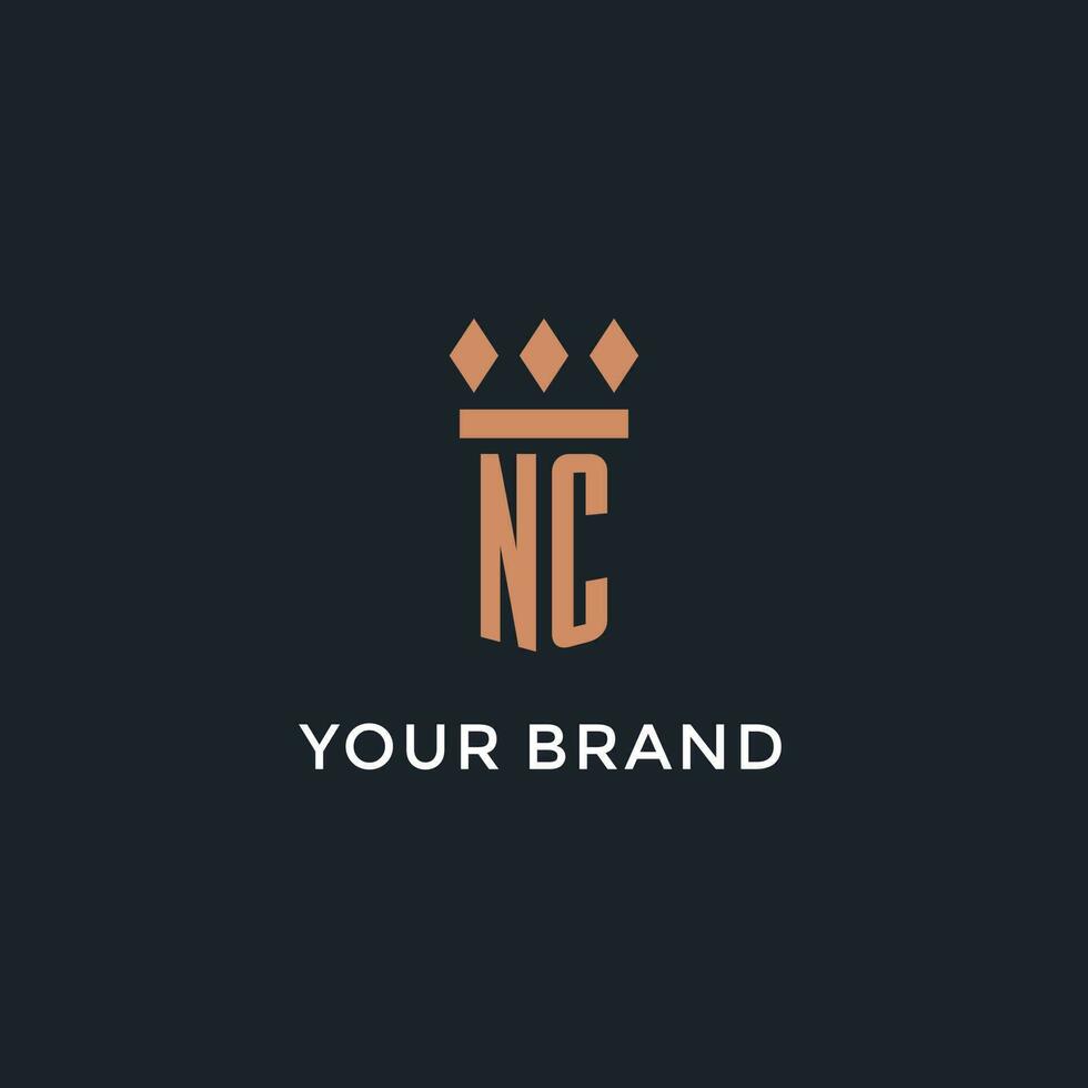 NC logo initial with pillar icon design, luxury monogram style logo for law firm and attorney vector
