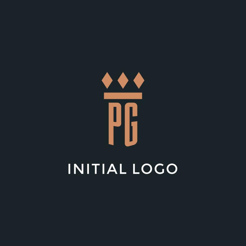 PG logo initial with pillar icon design, luxury monogram style logo for law firm and attorney vector