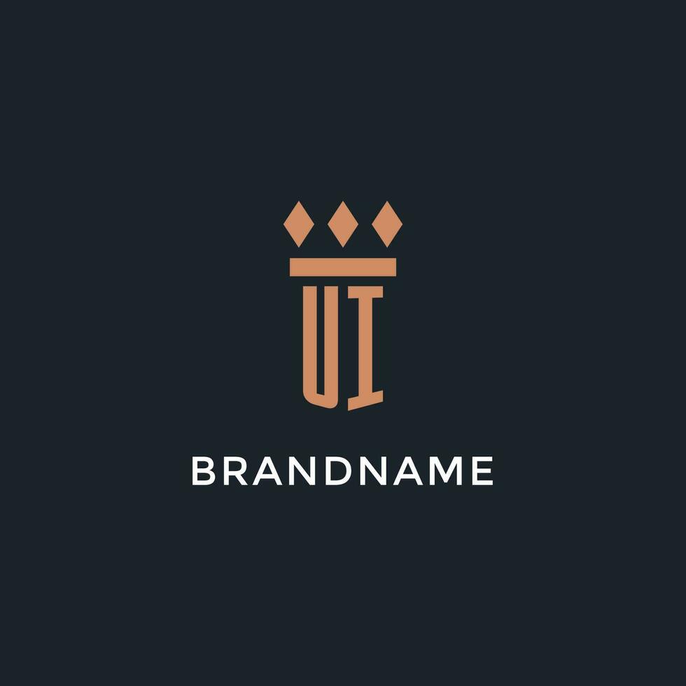 UI logo initial with pillar icon design, luxury monogram style logo for law firm and attorney vector