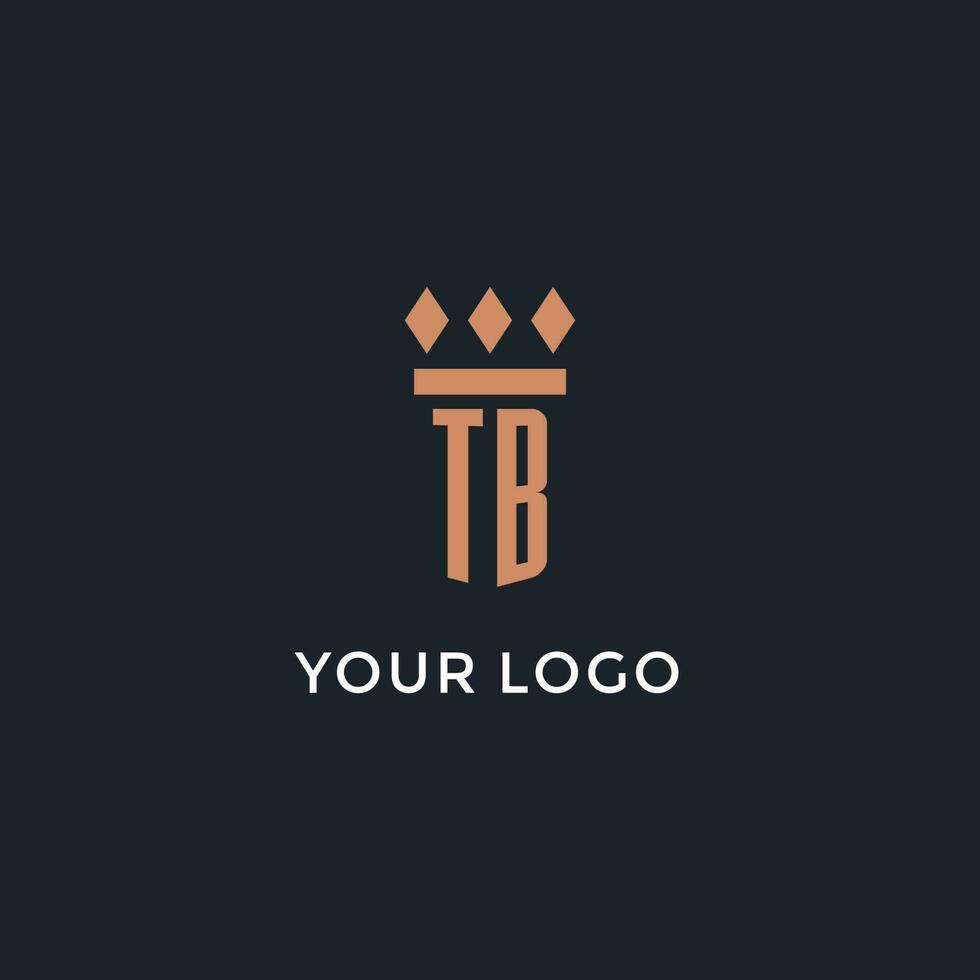 TB logo initial with pillar icon design, luxury monogram style logo for law firm and attorney vector