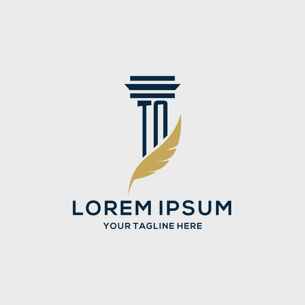 TN monogram initial logo with pillar and feather design vector