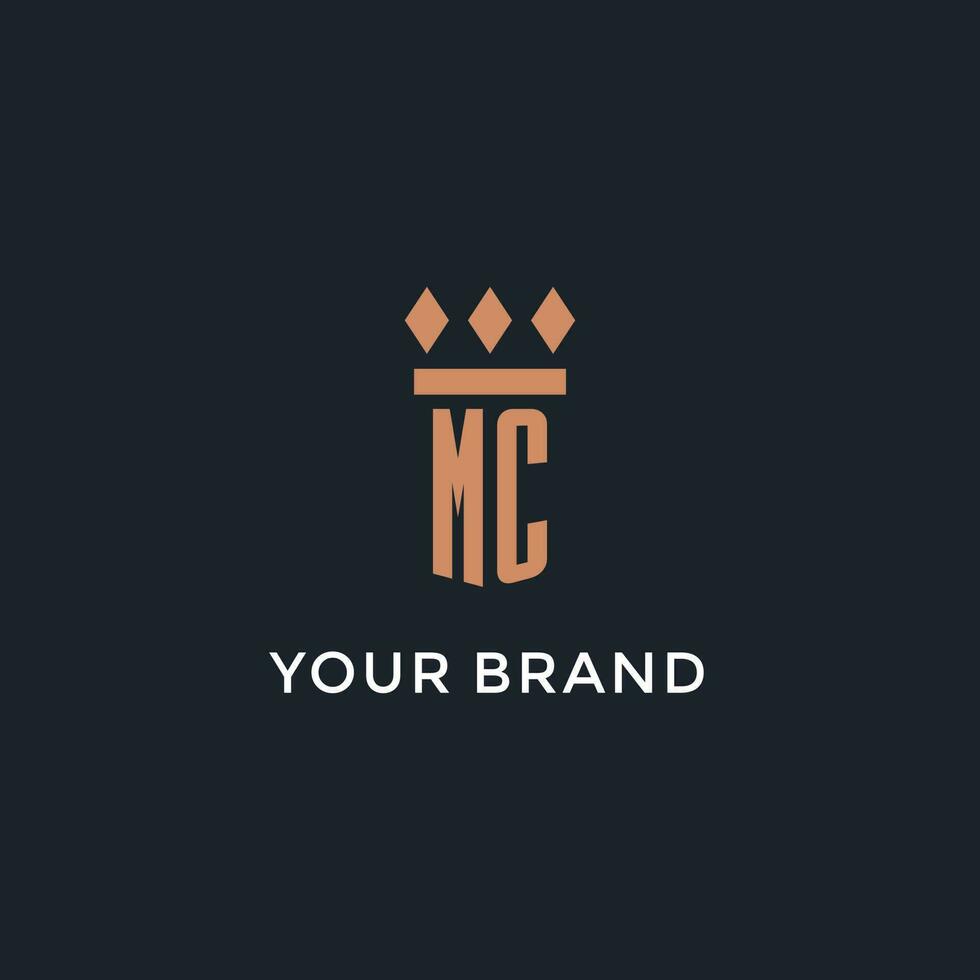 MC logo initial with pillar icon design, luxury monogram style logo for law firm and attorney vector