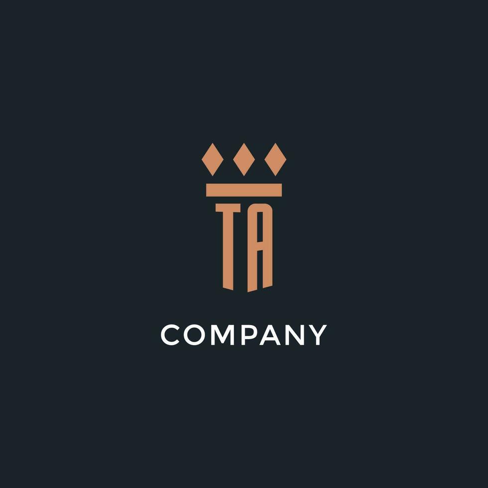 TA logo initial with pillar icon design, luxury monogram style logo for law firm and attorney vector