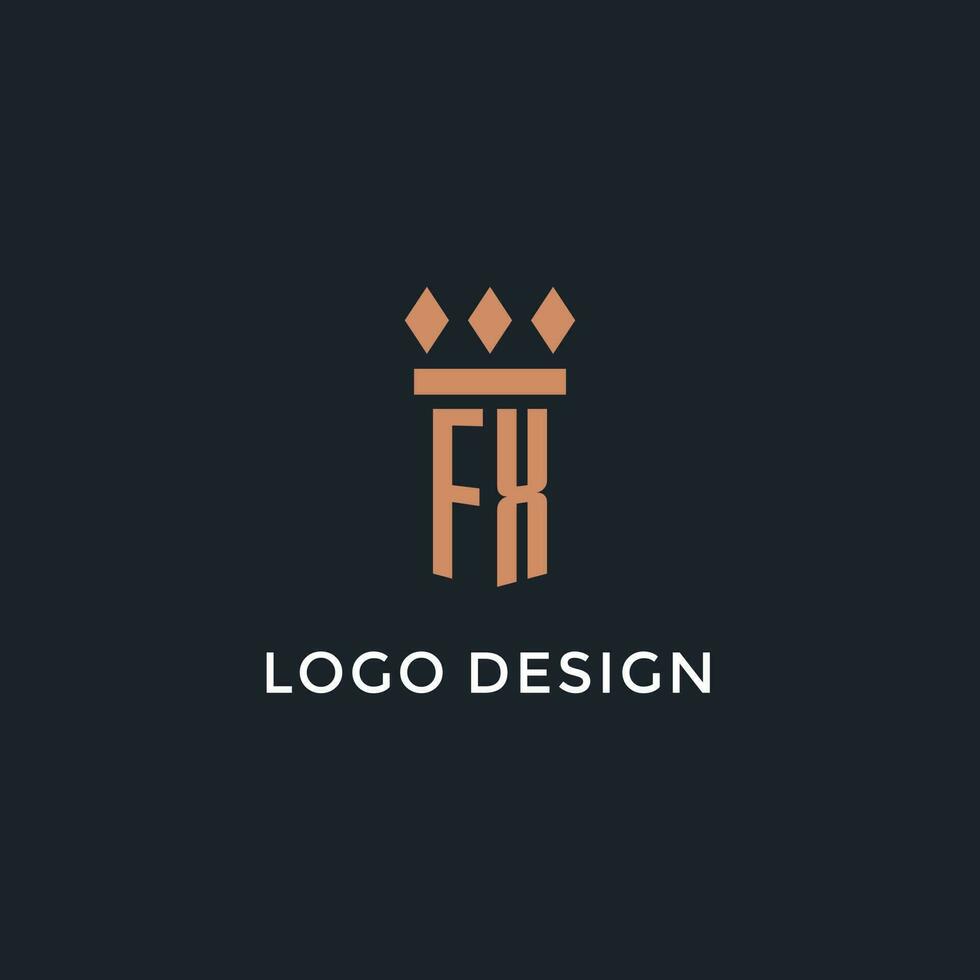 FX logo initial with pillar icon design, luxury monogram style logo for law firm and attorney vector