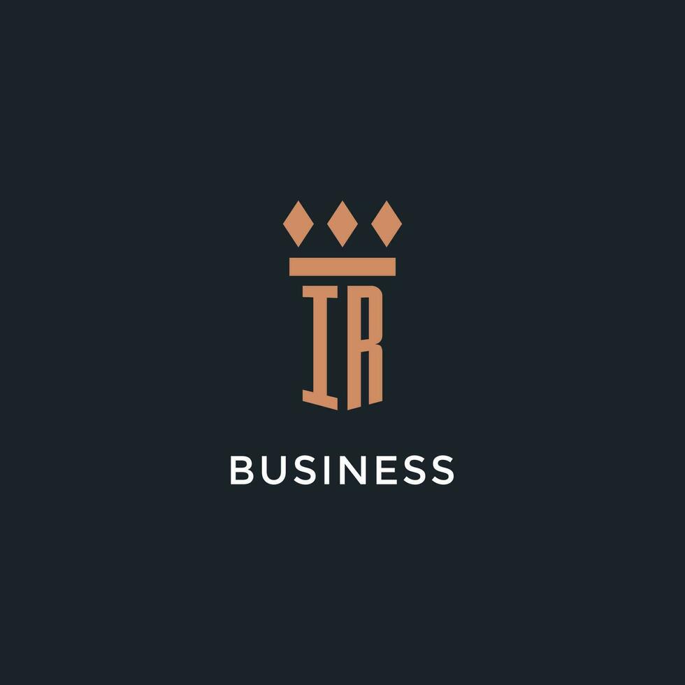 IR logo initial with pillar icon design, luxury monogram style logo for law firm and attorney vector