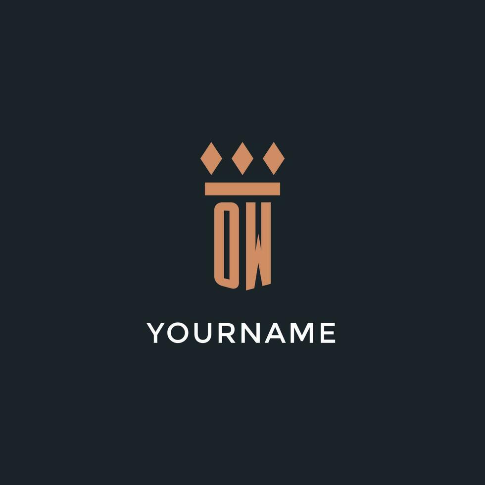 OW logo initial with pillar icon design, luxury monogram style logo for law firm and attorney vector