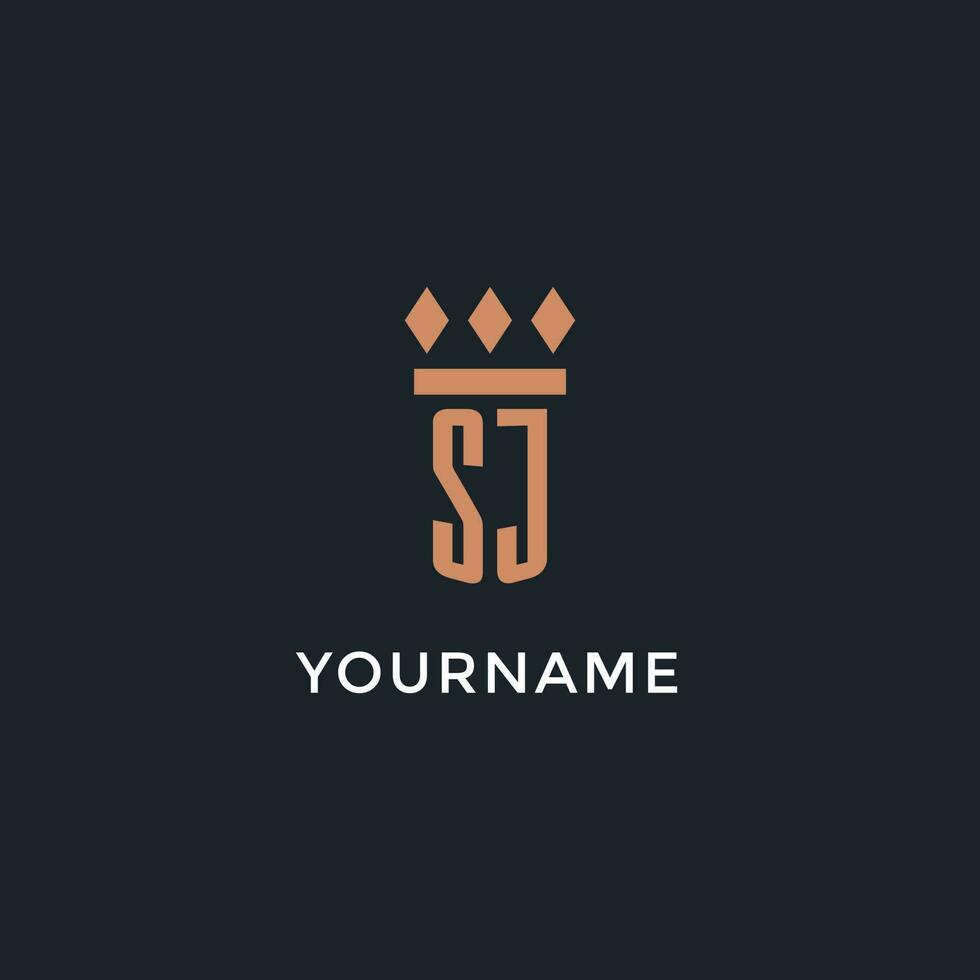 SJ logo initial with pillar icon design, luxury monogram style logo for law firm and attorney vector
