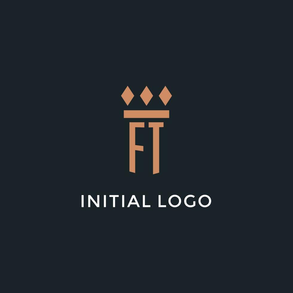 FT logo initial with pillar icon design, luxury monogram style logo for law firm and attorney vector