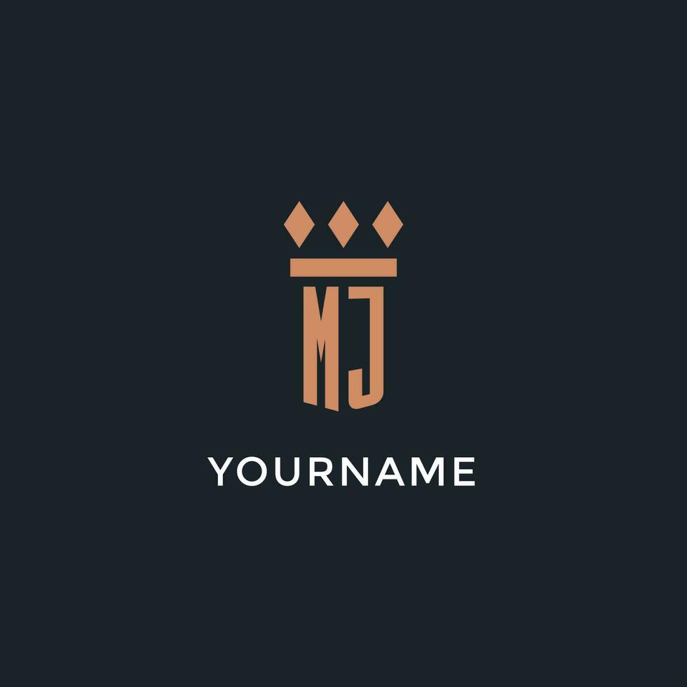 MJ logo initial with pillar icon design, luxury monogram style logo for law firm and attorney vector
