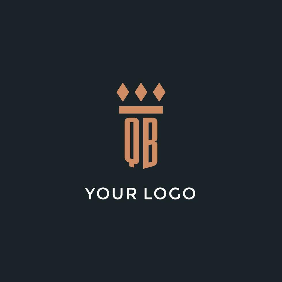 QB logo initial with pillar icon design, luxury monogram style logo for law firm and attorney vector