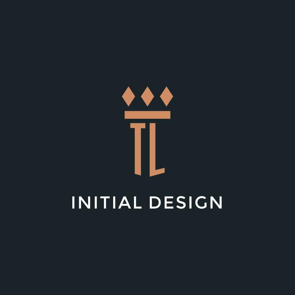 TL logo initial with pillar icon design, luxury monogram style logo for law firm and attorney vector
