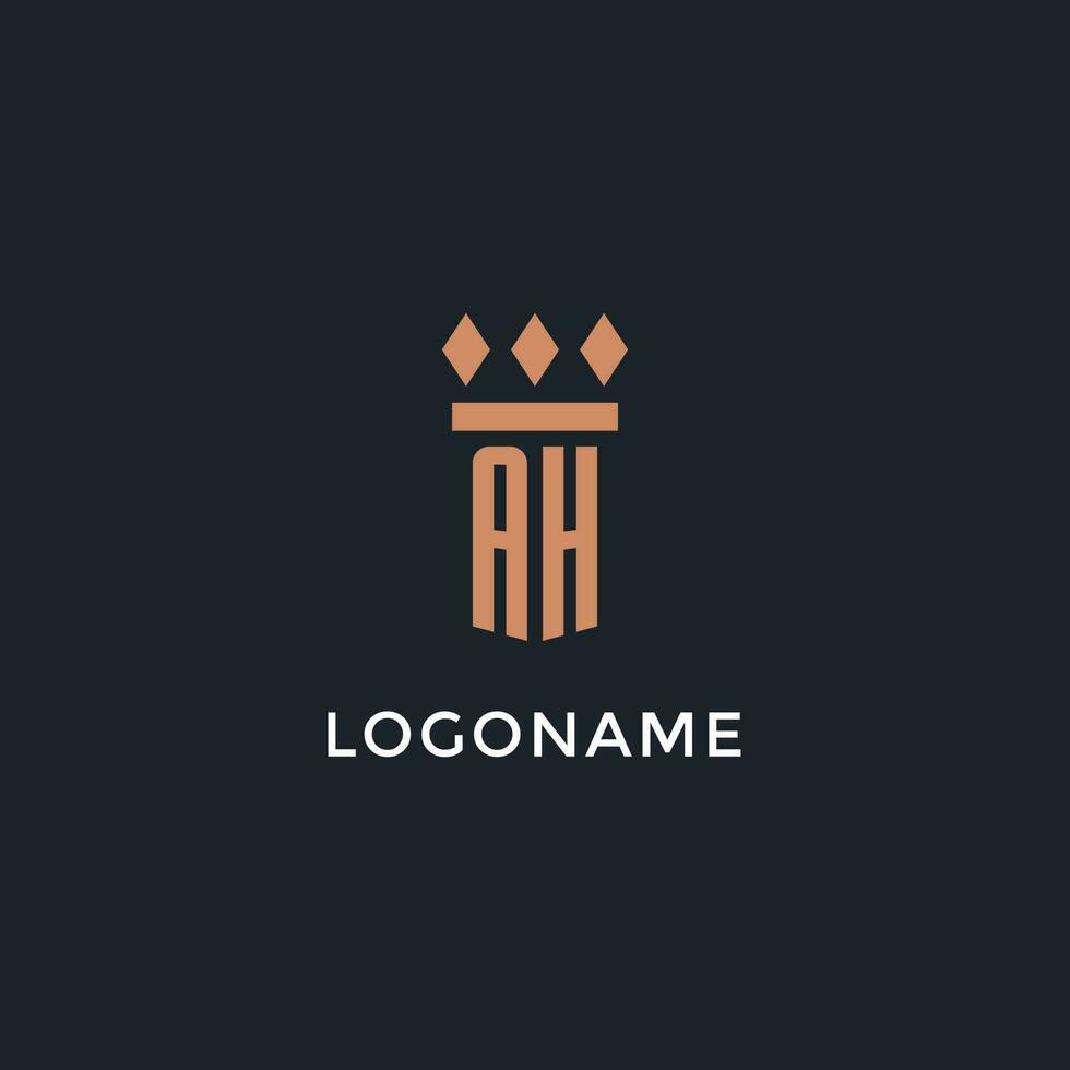 AH logo initial with pillar icon design, luxury monogram style logo for law firm and attorney vector