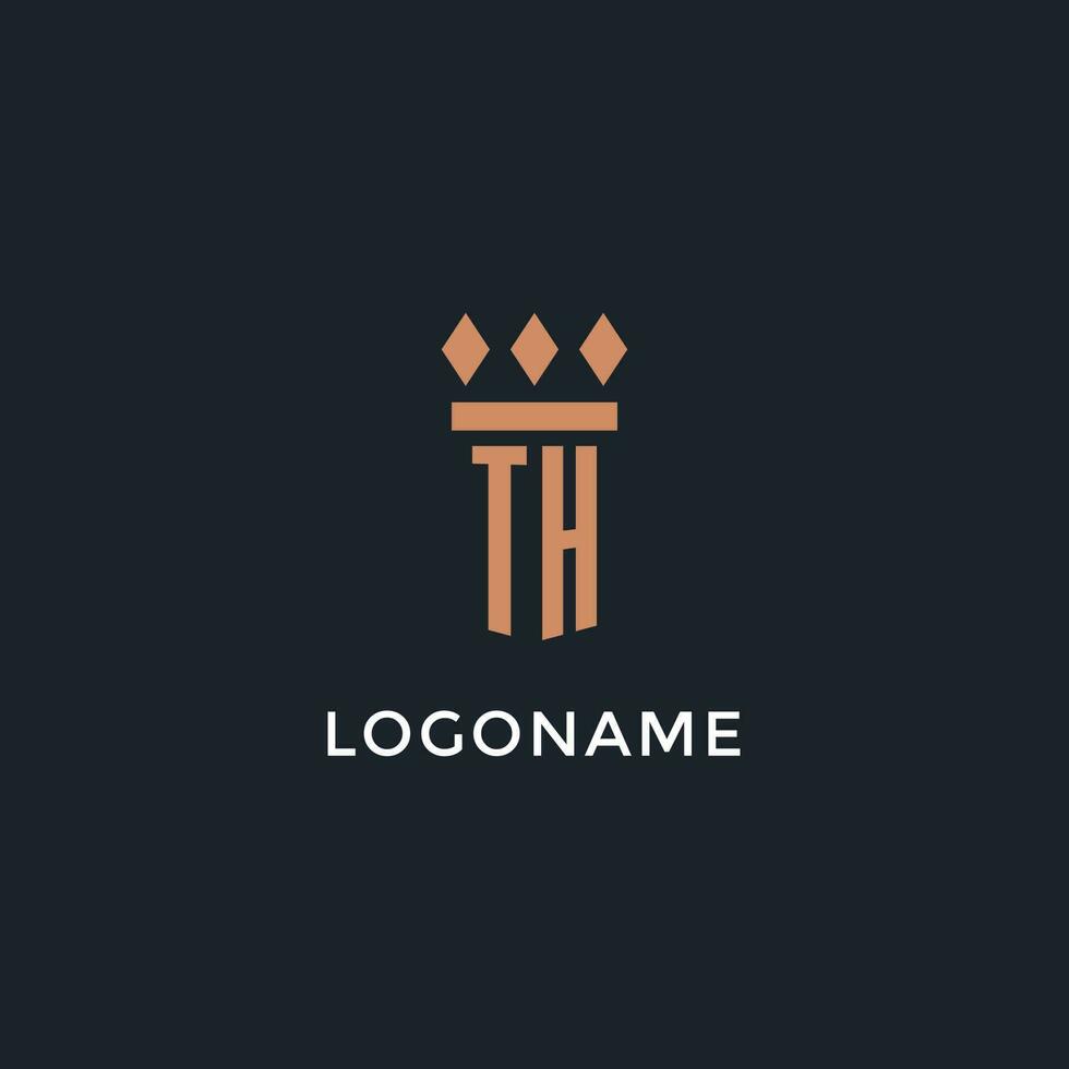 TH logo initial with pillar icon design, luxury monogram style logo for law firm and attorney vector