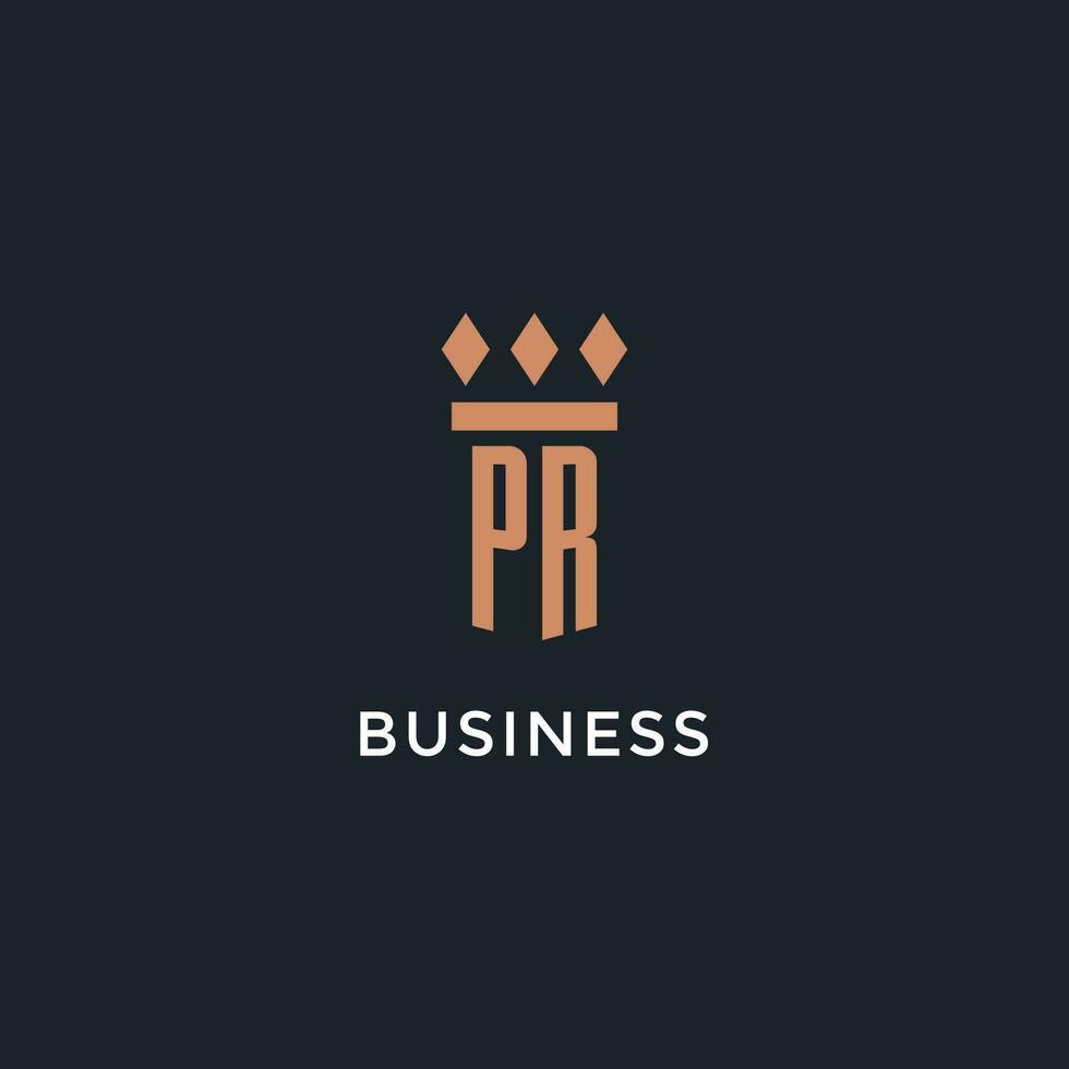 PR logo initial with pillar icon design, luxury monogram style logo for law firm and attorney vector