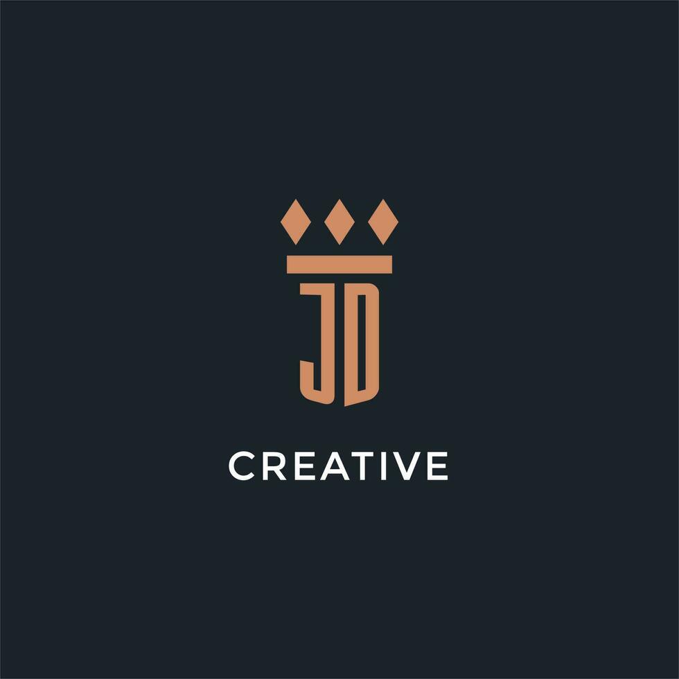 JD logo initial with pillar icon design, luxury monogram style logo for law firm and attorney vector