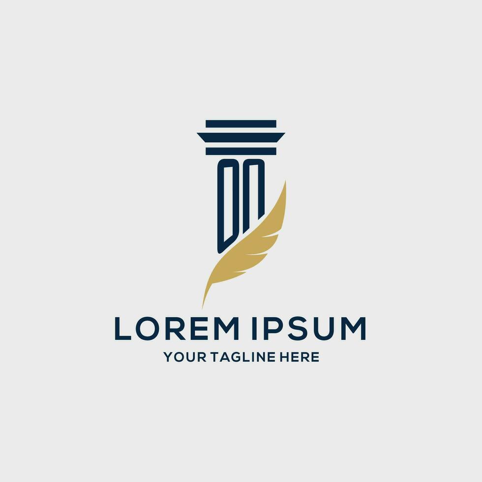 ON monogram initial logo with pillar and feather design vector