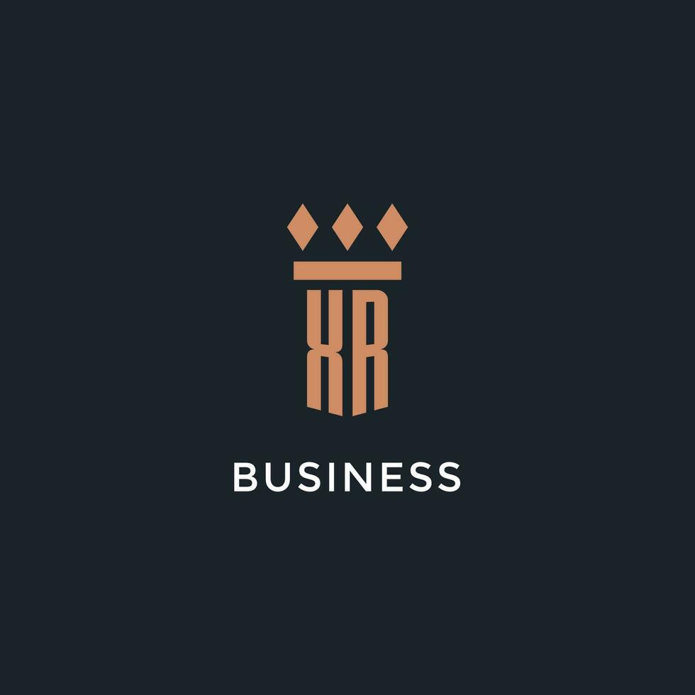 XR logo initial with pillar icon design, luxury monogram style logo for law firm and attorney vector