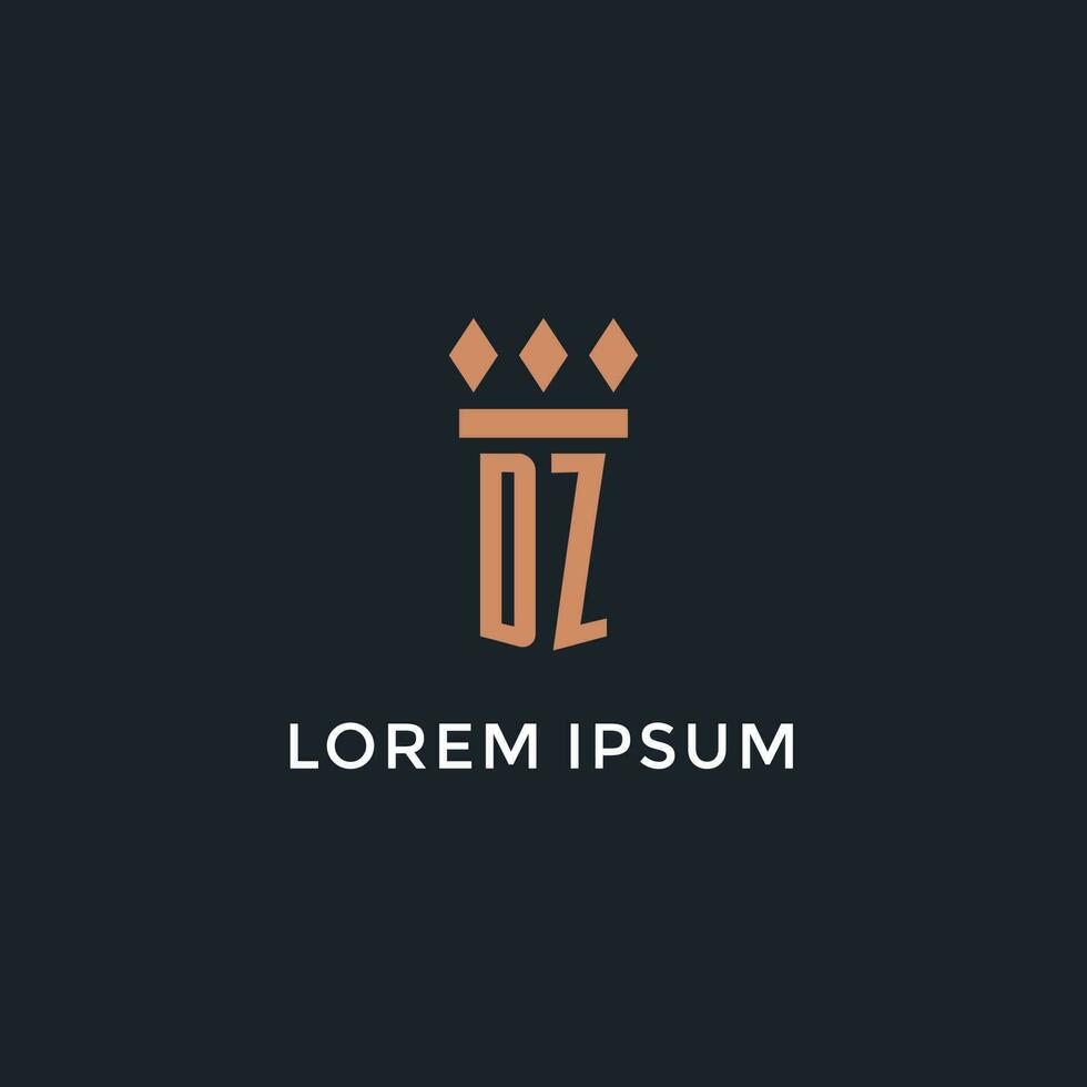 DZ logo initial with pillar icon design, luxury monogram style logo for law firm and attorney vector