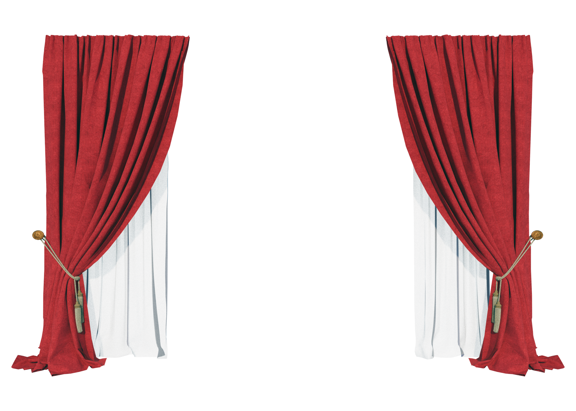 curtains red blackout with curtains sheer in PNG isolated on