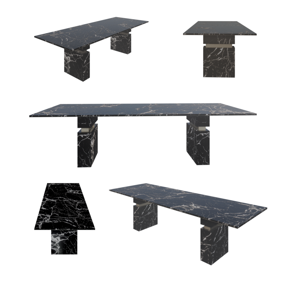 black marble dining table. 3d renderings PNG file.