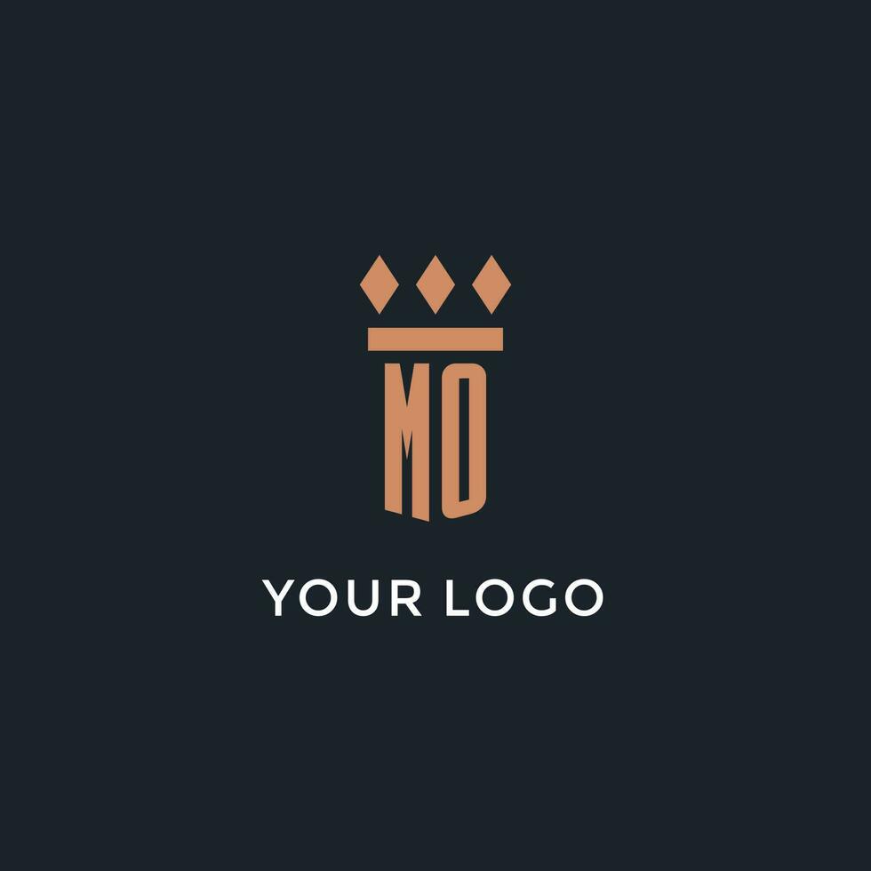 MO logo initial with pillar icon design, luxury monogram style logo for law firm and attorney vector