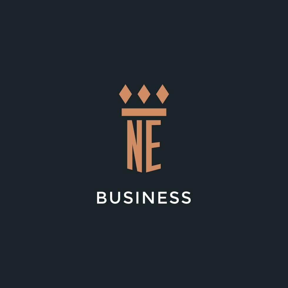NE logo initial with pillar icon design, luxury monogram style logo for law firm and attorney vector
