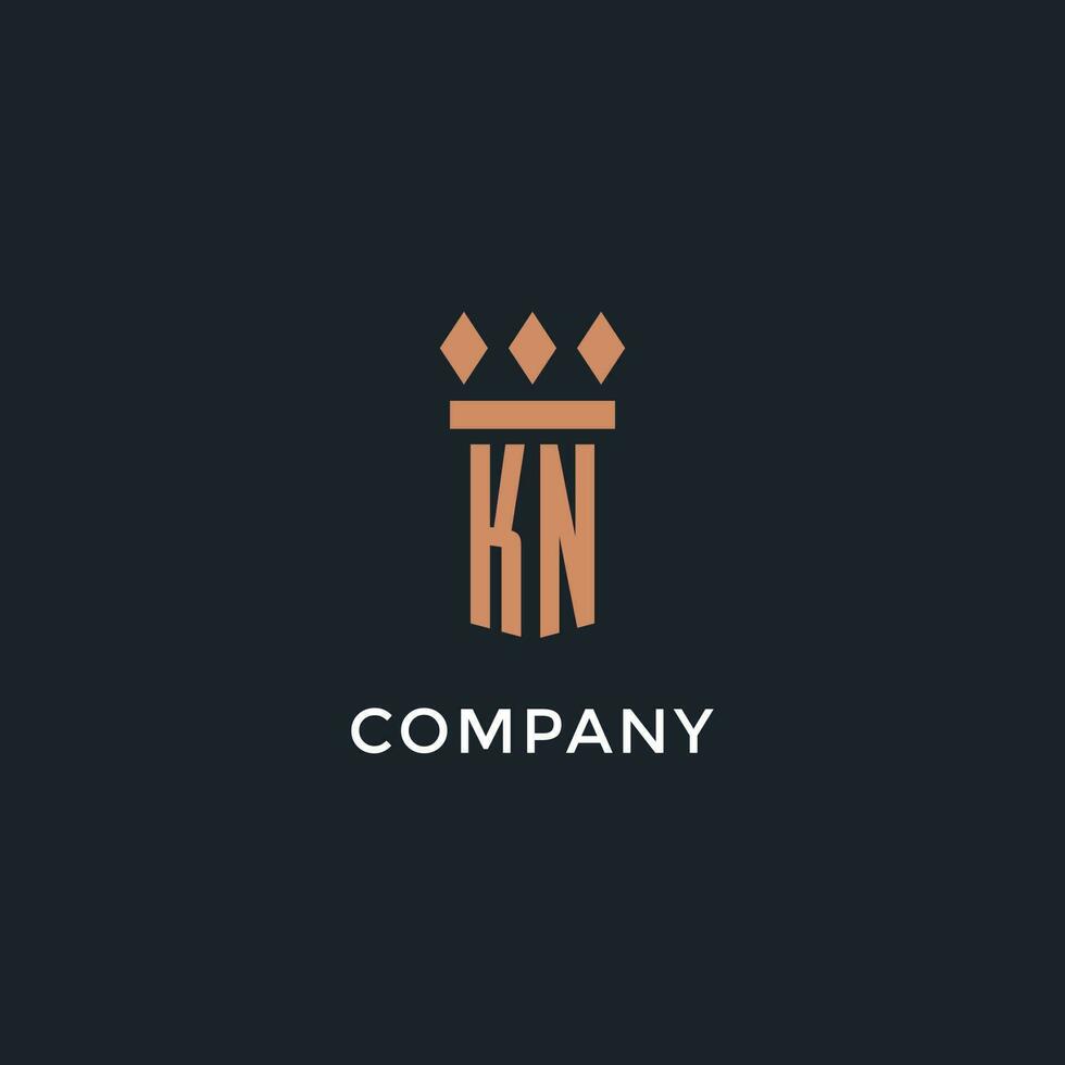 KN logo initial with pillar icon design, luxury monogram style logo for law firm and attorney vector