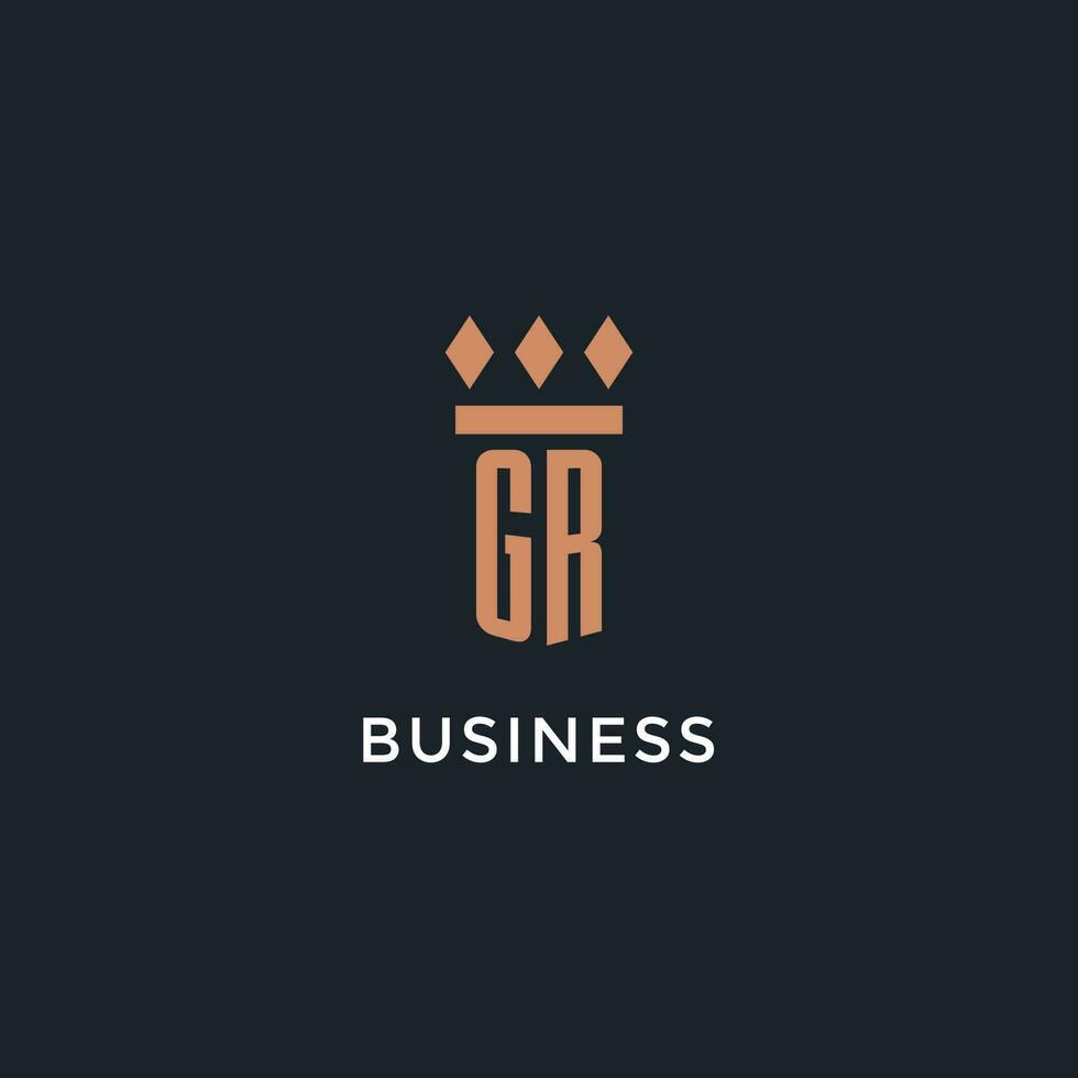 GR logo initial with pillar icon design, luxury monogram style logo for law firm and attorney vector