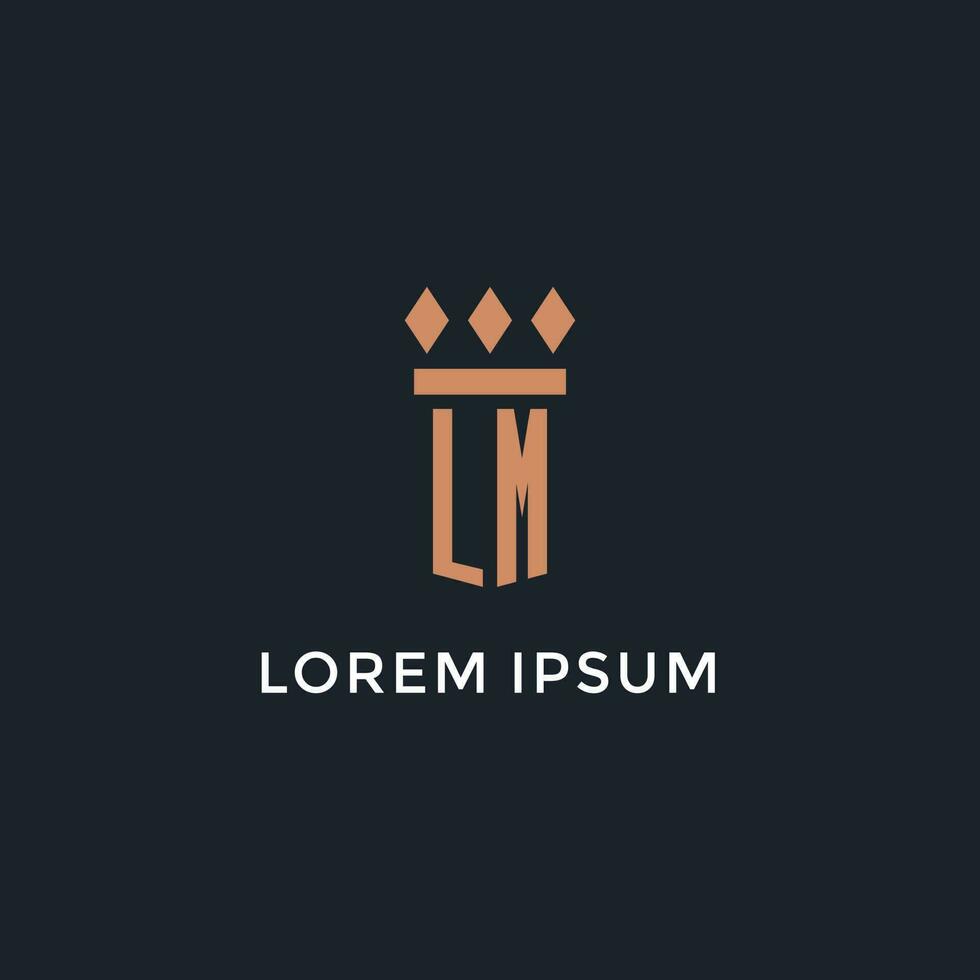 LM logo initial with pillar icon design, luxury monogram style logo for law firm and attorney vector