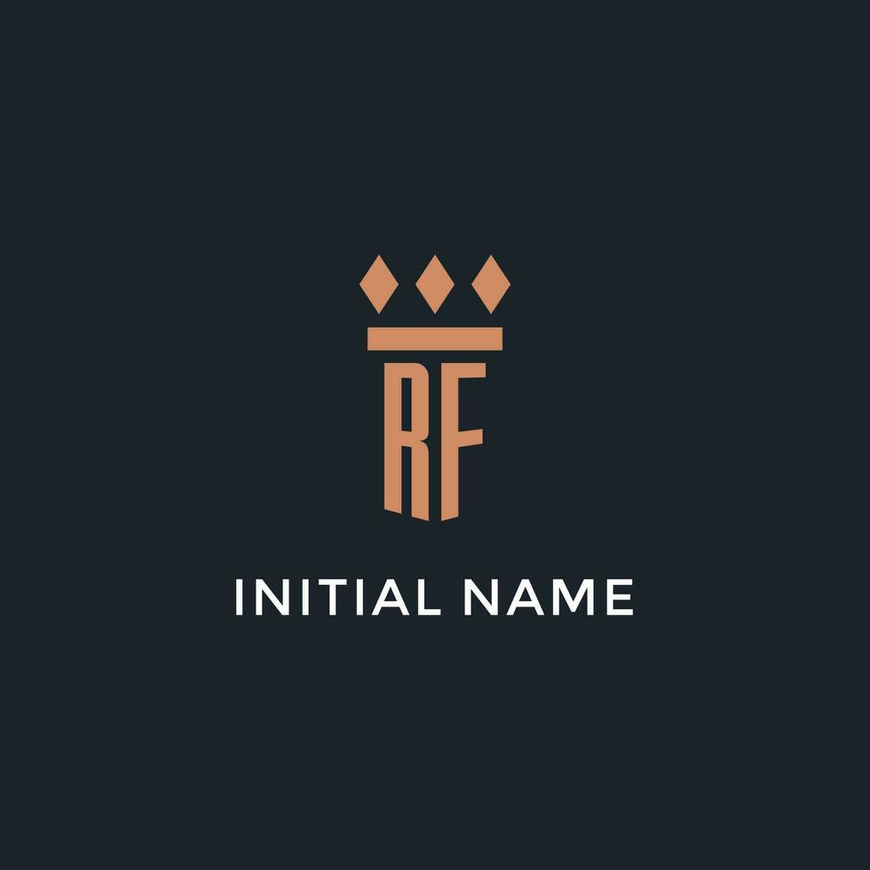 RF logo initial with pillar icon design, luxury monogram style logo for law firm and attorney vector