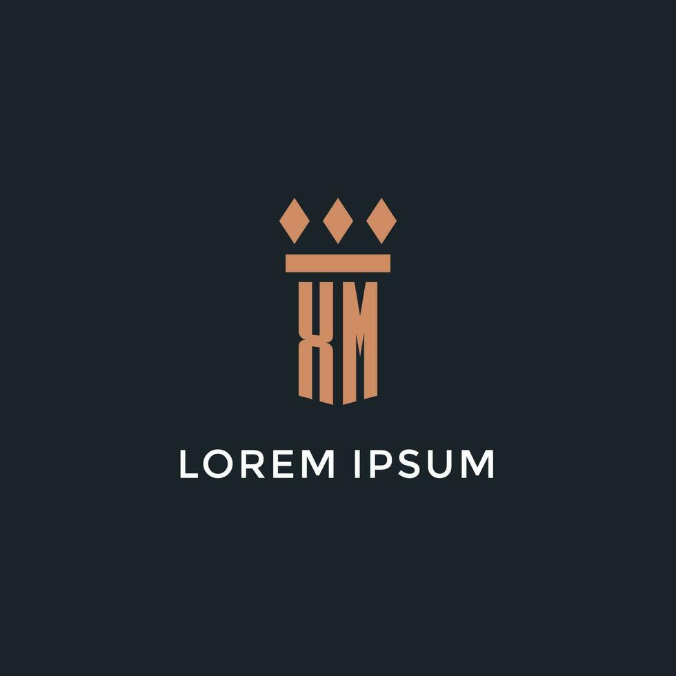 XM logo initial with pillar icon design, luxury monogram style logo for law firm and attorney vector
