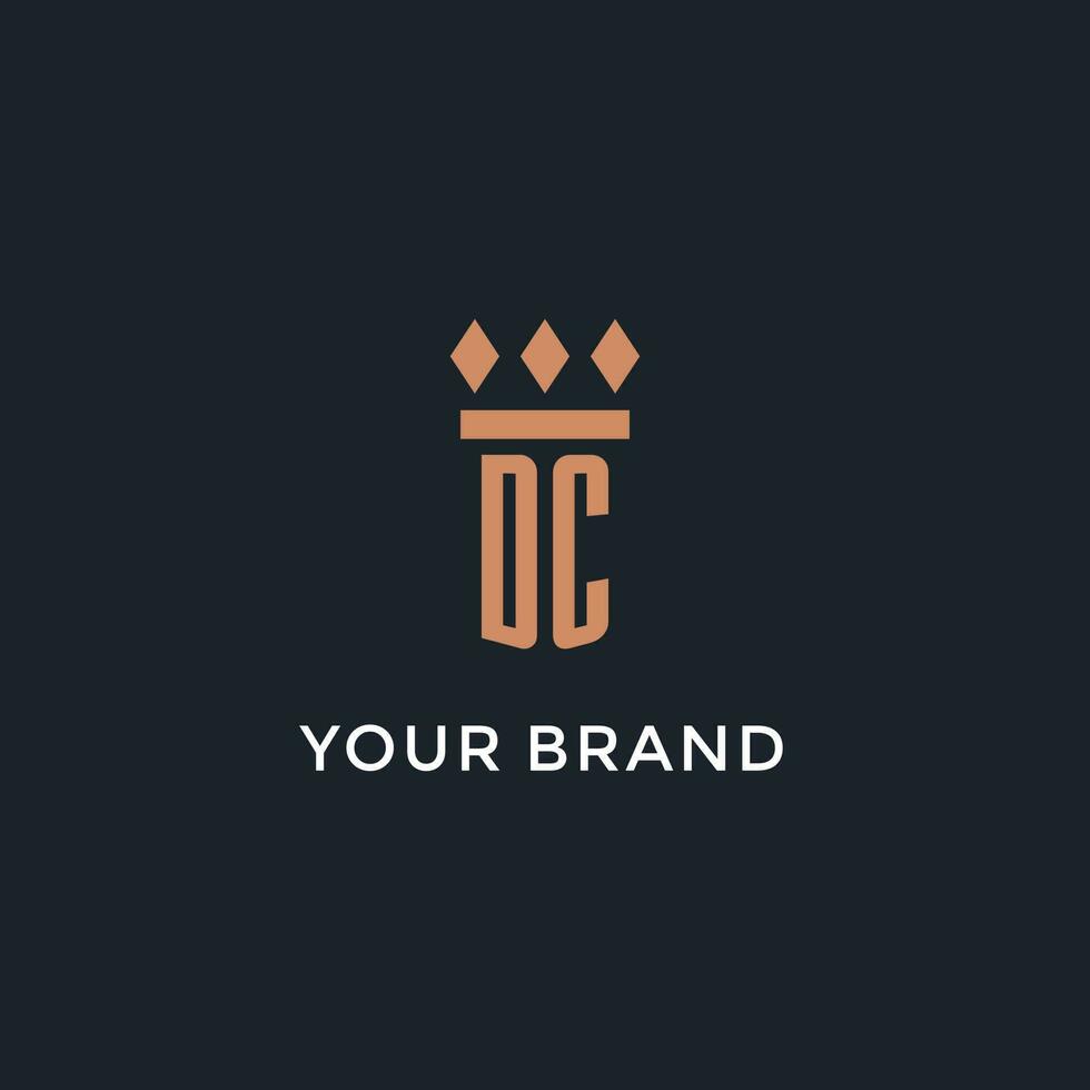 DC logo initial with pillar icon design, luxury monogram style logo for law firm and attorney vector