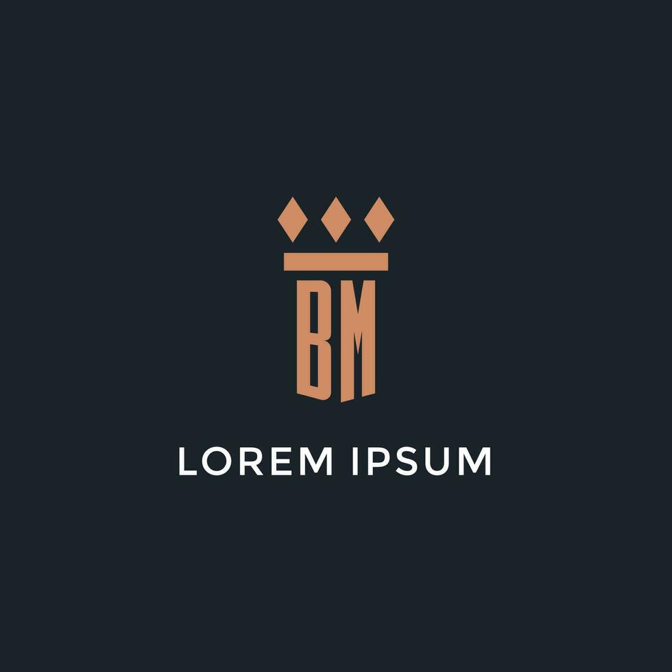 BM logo initial with pillar icon design, luxury monogram style logo for law firm and attorney vector