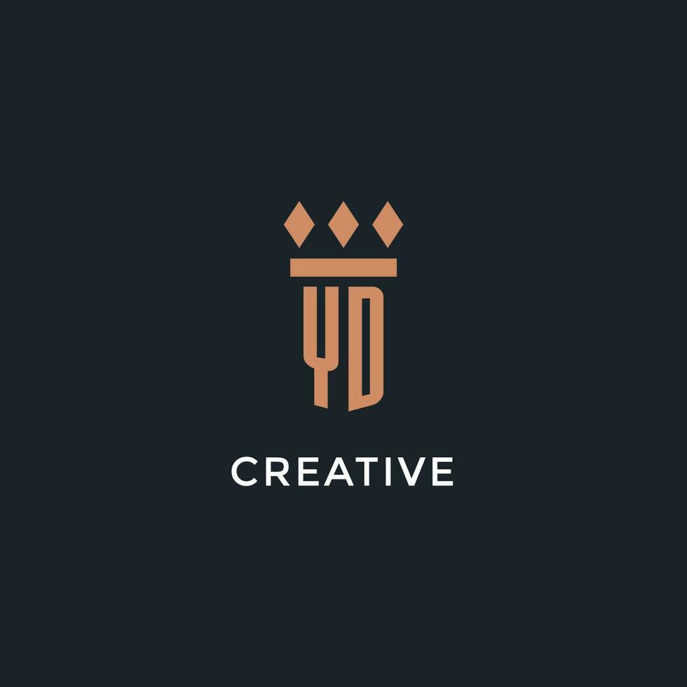 YD logo initial with pillar icon design, luxury monogram style logo for law firm and attorney vector