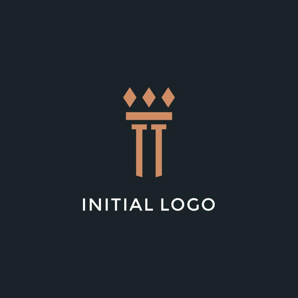 TT logo initial with pillar icon design, luxury monogram style logo for law firm and attorney vector
