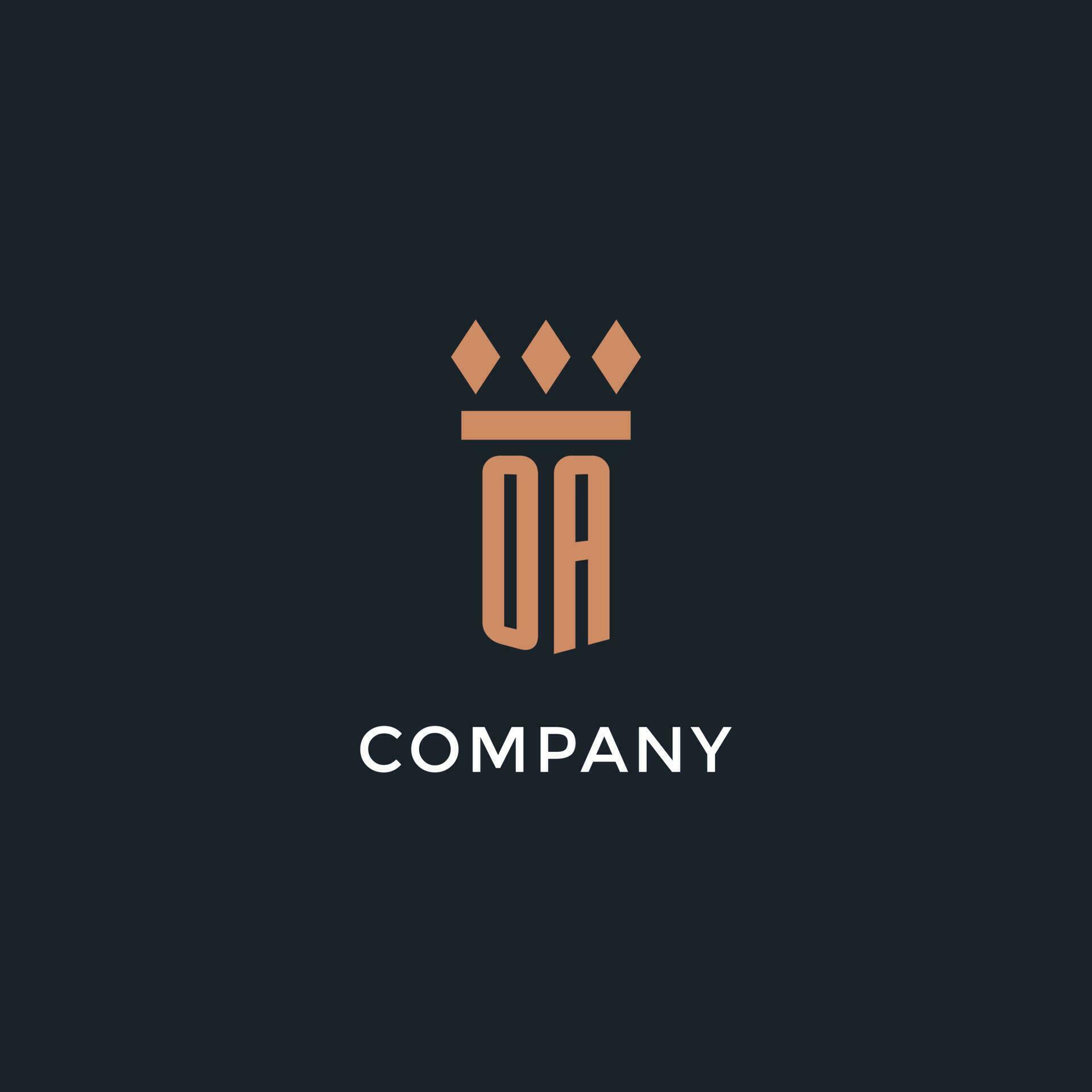 OA logo initial with pillar icon design, luxury monogram style logo for