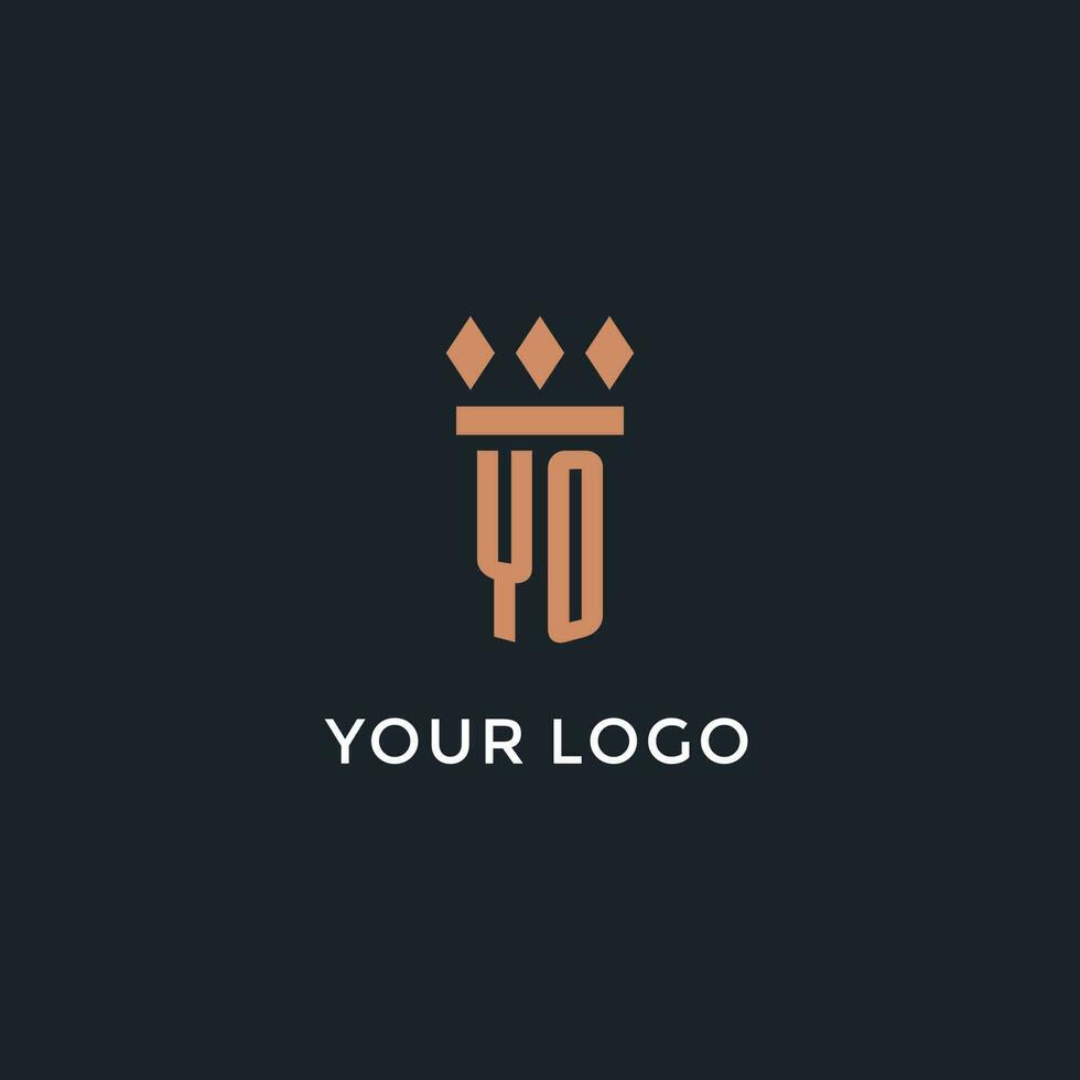 YO logo initial with pillar icon design, luxury monogram style logo for law firm and attorney vector